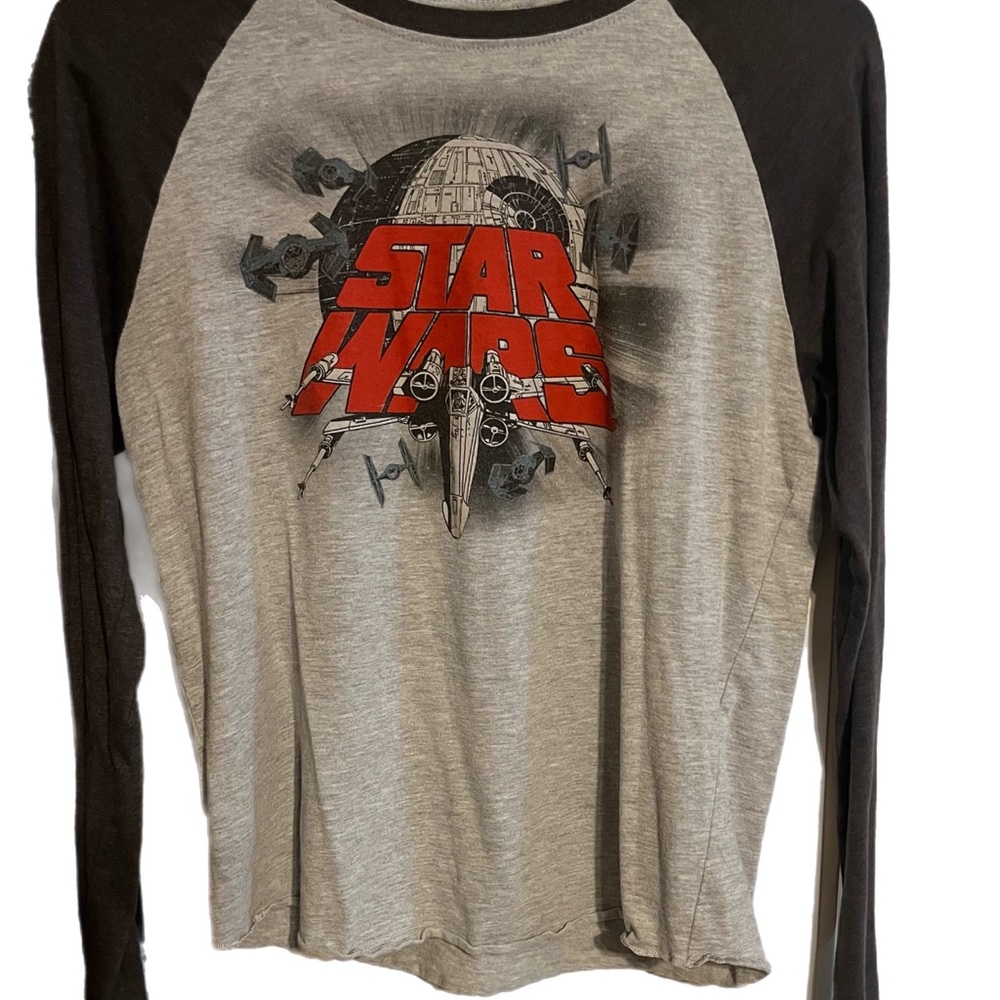 Star Wars Gray Long Sleeve Baseball Jersey Style Boys Tee